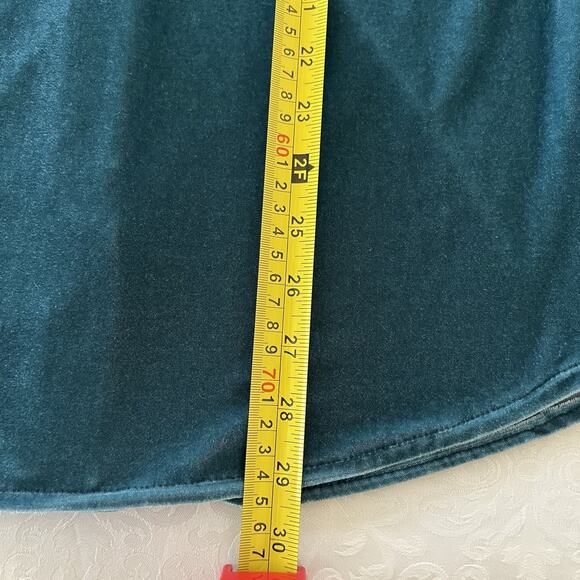 Soft Surroundings Womens Velvet Button Front Top XS Teal Green Stretch Colorful - Picture 5 of 11